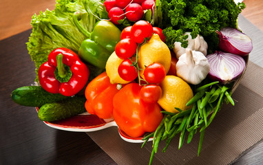 Vegetables on a table in a cafe