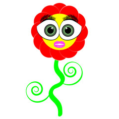 Funny flower on  white background