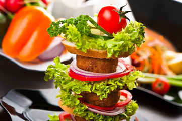 Eating fast food, on a plate