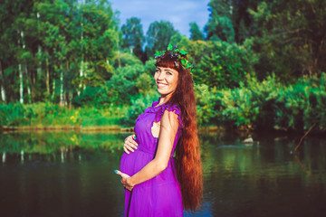 pregnant girl near the water