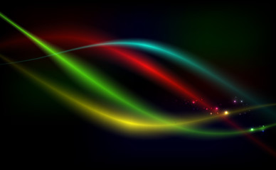  Bright background abstraction with coloured lines on dark background.