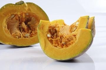 Sweet orange pumpkin isolated on white.