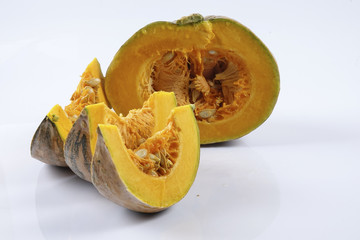 Sweet orange pumpkin isolated on white.