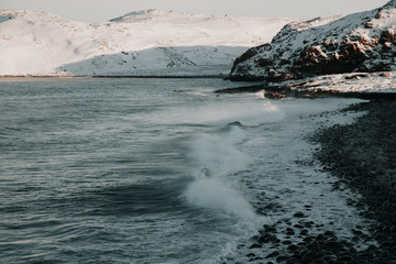 Barents Sea in Arctic Ocean. Kola Peninsula, Russia