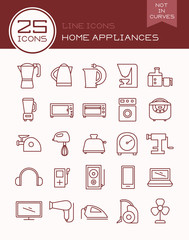 Line icons home appliances