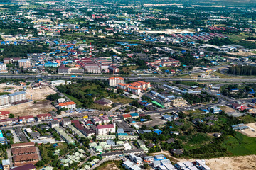 Fototapeta na wymiar Industrial estate land development construction and residential area