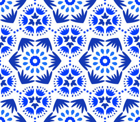 Catchy Indigo Blue Flower Pattern