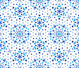 Indigo Dots Blue Flower Pattern
