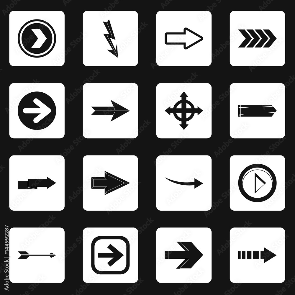 Poster arrow icons set squares vector