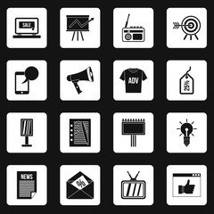 Advertisement icons set squares vector