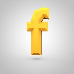 Obraz premium Yellow low poly alphabet letter F lowercase isolated on white background.