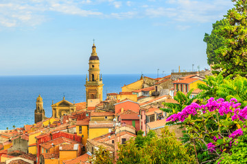 Menton view with sea and church