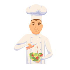 Chef cooking salad