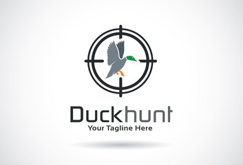 Duck Hunt Logo Template Design Vector, Emblem, Design Concept, Creative Symbol, Icon
