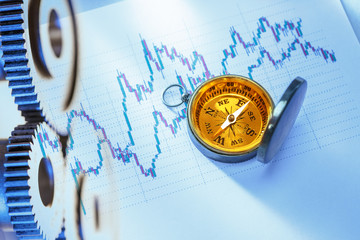 Compass on stock market data chart