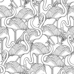 Cute graphic flamingo pattern © Ekaterina Glazkova