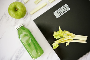 weight scale and healthy food