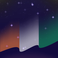 Waving flag of Cote d'Ivoire. Background of the night starry sky. Shining in the colors of the national flag. vector illustration