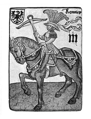 Fototapeta na wymiar Medieval German playing card,the Runner