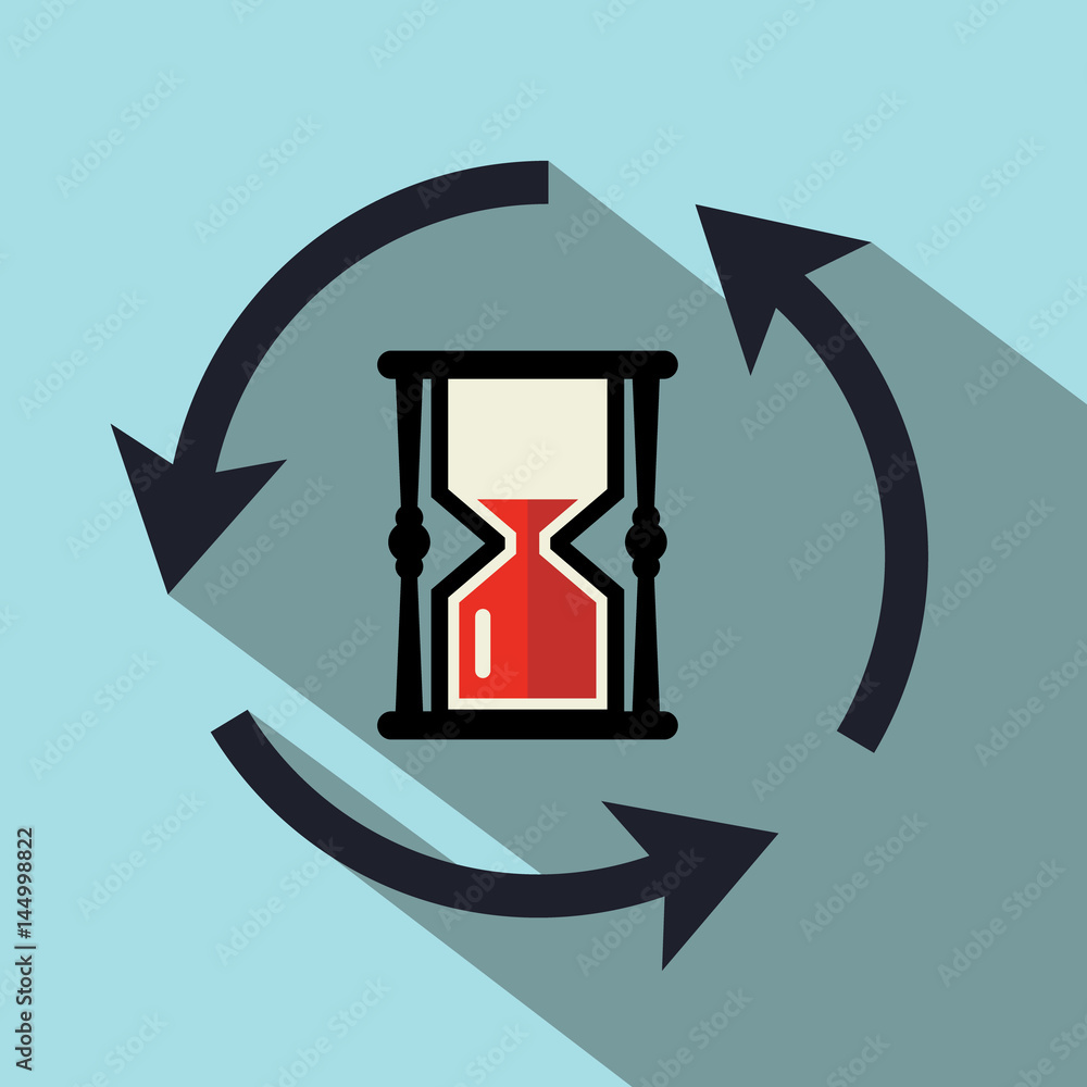 Poster sand clock icon with circle arrows