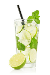 mojito cocktail in a glass isolated on white background