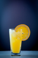 Orange juice and slices of orange fruit