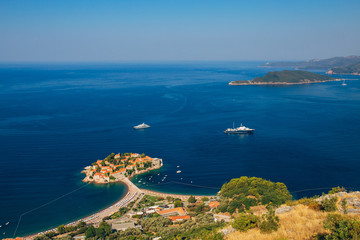 Naklejka na ściany i meble Island of Sveti Stefan in Montenegro. Panoramic shot