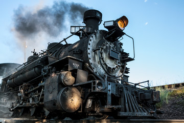 Fototapeta na wymiar Fired Up Steam Locomotive