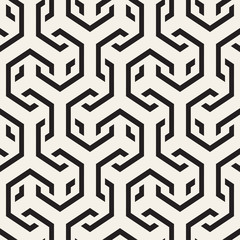 Vector Seamless Interlacing Lines Pattern. Repeating Geometric Background With Hexagonal Lattice.