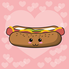 kawaii hot dog image vector illustration eps 10