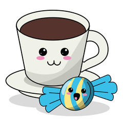 kawaii coffee cup candy image vector illustration eps 10