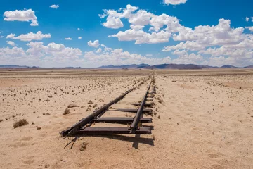 Outdoor-Kissen Verlassene Bahngleise in der Wüste, Namibia © javarman