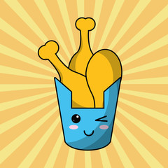 kawaii thigh fried chicken image vector illustration eps 10