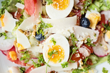 Close-up of fresh salad, view from above