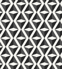 Simple monochrome geometric background with structure of repeating triangles. Classic abstract texture perfect for wallpaper, wrapping paper or textile. Vector seamless pattern. - 145004670
