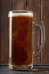 beer glass on a wooden background