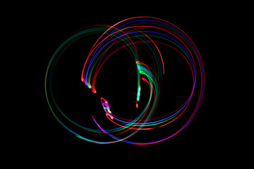 abstract neon light painting on black background.