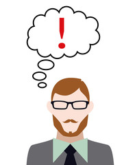 Person denkt an - Ausrufezeichen