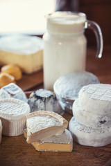 Set of different cheese