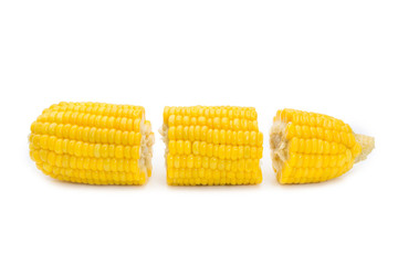 Boiled corn isolated on a white background.