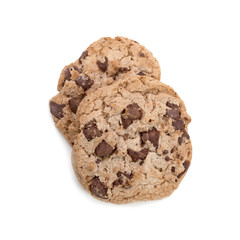 Chocolate chip cookies isolated on white background