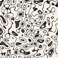 Abstract Retro Background Design. Vector Seamless Black And White Pattern.