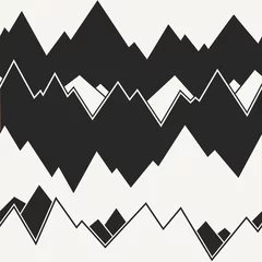 Fotobehang Bergen Moderne stijlvolle monochrome bergketen achtergrond met onregelmatige structuur van horizontale golven. Herhalende textuur perfect voor wallpapers, prints en decoratie. Vector naadloos patroon.