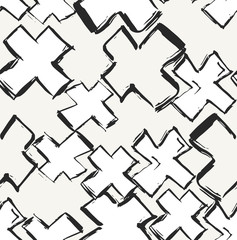 Artistic irregular background with repeating hand drawn letter X. Monochrome texture perfect for prints, wallpaper and wrapping paper. Vector seamless pattern. - 145007471