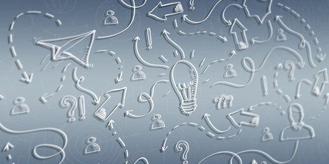 Depth of field on a hand drawn project presentation