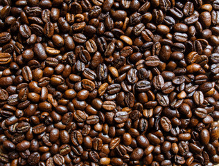 Сloseup of coffee beans for background or texture