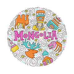 The circle with Mongolia symbols