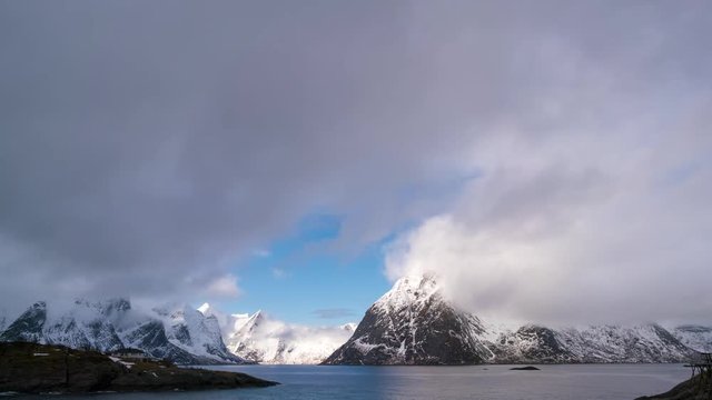 Fjords in the mountains of norway, time lapse