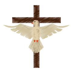 drawing holy spirit cross vector illustration eps 10