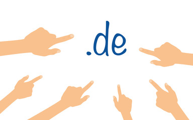 Hände zeigen auf - de deutsche Domain